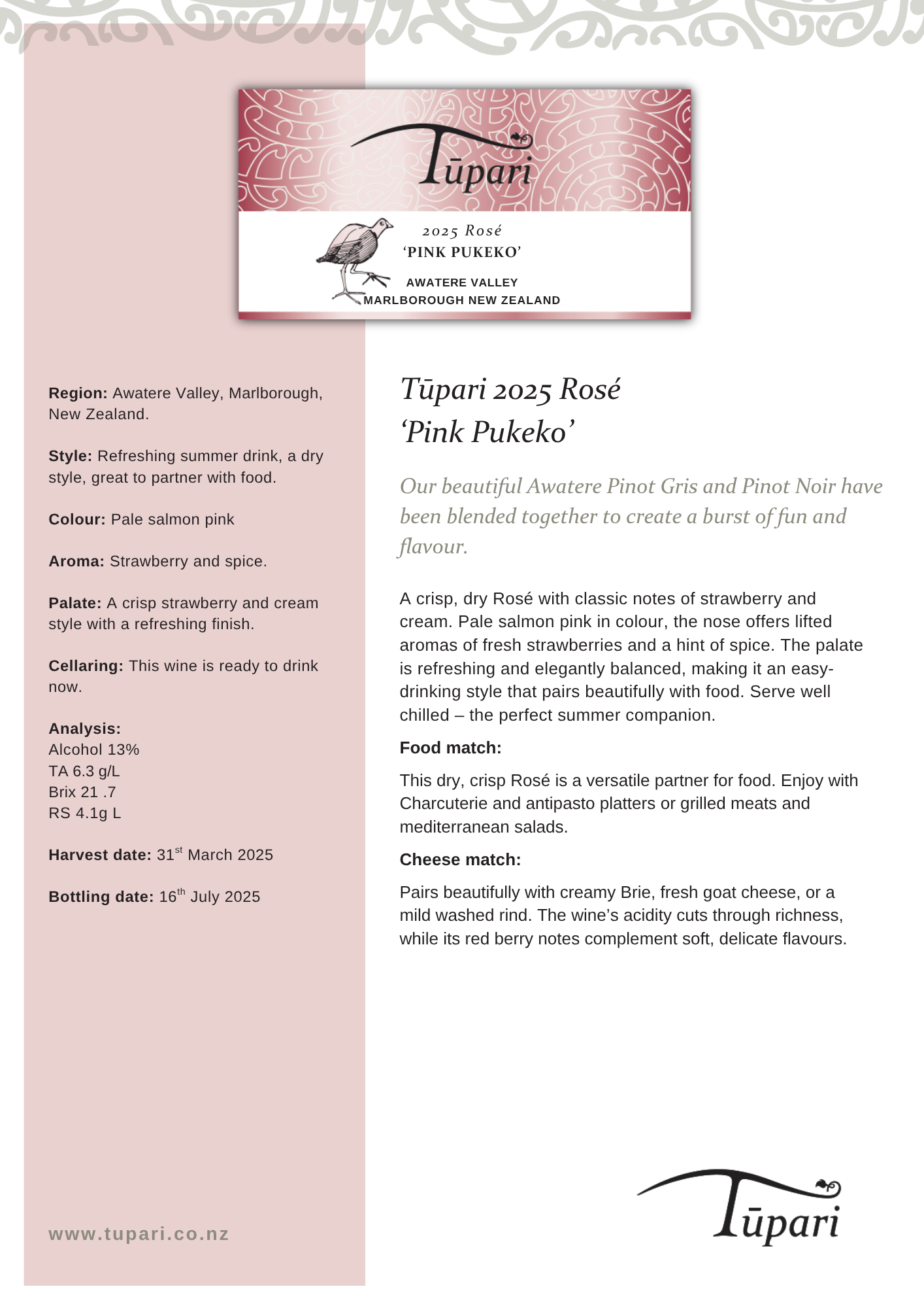 Tūpari ‘Pink Pukeko’ Rosé 2025