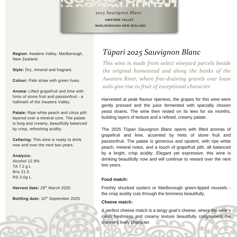 Tūpari Sauvignon Blanc 2023